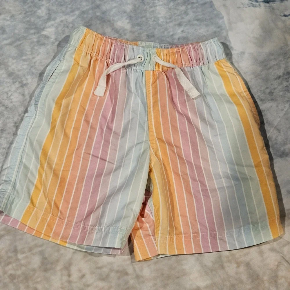 Hanna Anderson Boys Swim‎ Trunks Size 5 Striped Multicolor With Pockets